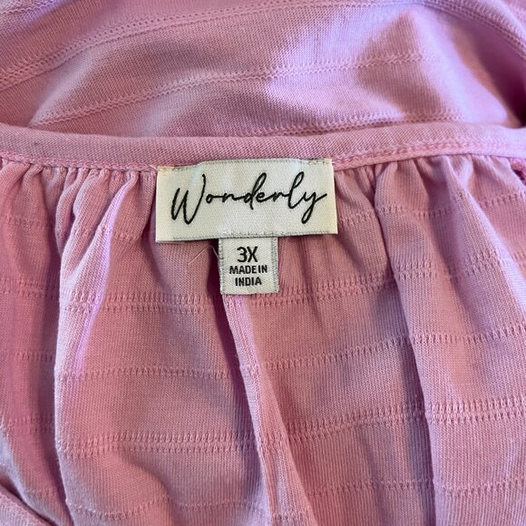 Wonderly Pink 3X Blouse Top Casual Plus Size Barbie Cotton - Picture 4 of 5